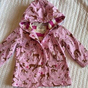 Hatley Pink and Brown Deer Pattern Raincoat